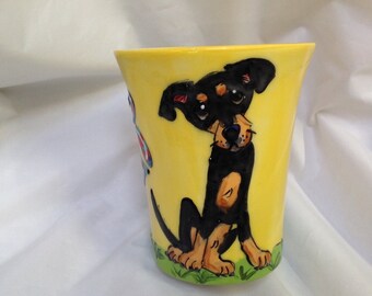 Coffee Mug / Hand Painted / Custom / Debby Carman Faux Paw Productions
