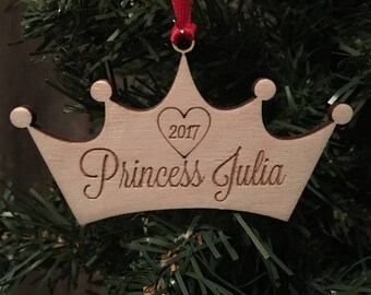 Personalized Princess Crown Christmas Ornament DEADLINE DECEMBER 16 for Christmas Delivery