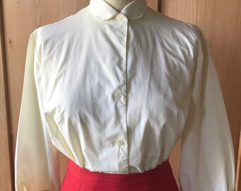 Butter cream 1950s crisp cotton blouse