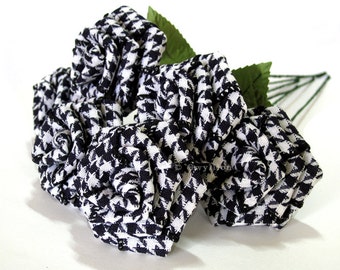 Black and White Houndstooth Rose Bouquet