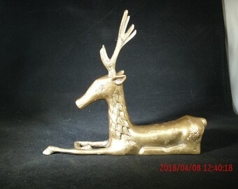 Brass Reindeer - Vintage Solid Brass Reindeer circa 1950's