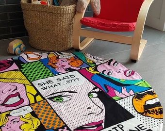 Pop art print playmat/ Baby playmat/ Round playmat