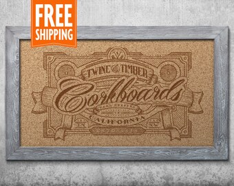 Standard Rustic Framed Corkboard - Weathered Grey