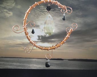 Crystal Moon Sculpture, Garden Art, Home Decor, Copper, Mobile, Wall Hanging, Window Hanging, Porch Hanging, Metaphysical, Art, "Moon Rocks"