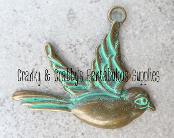 Patina Finish Sparrow 50mm x 60mm - Bronze Patina Finish Pendant