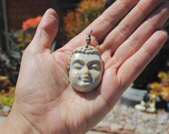 ceramic face pendant clay necklace ornament small face mask focal bead