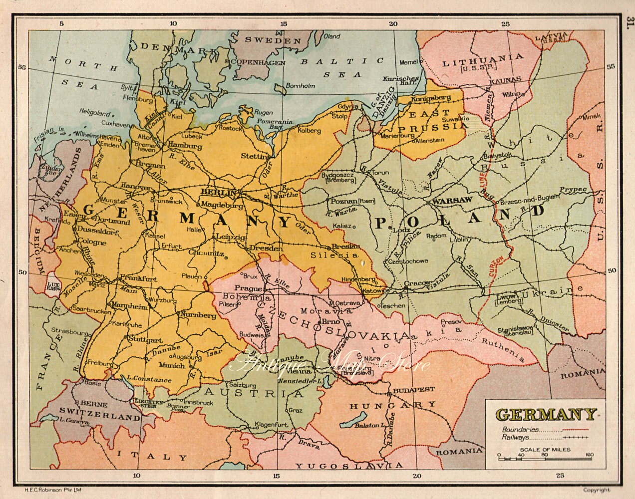 Germany Map1940 countries nations atlas antique map 9 x 7