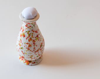 Mini Orange and Green Ceramic Vase Pin Cushion, Pincushion, Unique