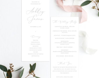 Elegant Wedding Ceremony Program Template Gray text Wedding Program Printable Editable in Templett Wedding Template DIY Wedding Ceremony