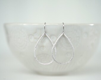 Textured Silver Teardrop Earrings