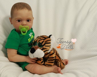 Reborn doll, Reborn baby, Lifelike doll, Painted hair, Jake kit by Donna Rubert, baby doll for sale by Teensy Dolls.