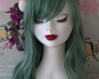 Seafoam green mermaid wig (heat resistant fibre) -hairband not included- Handstyled & Preserved