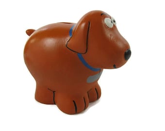 Karat the Dog Bank Hand Painted Ceramic Dog Piggy Bank , Coin Bank