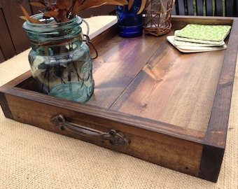 Wooden Tray, Rustic Wooden Tray, Wooden Ottoman Tray, Ottoman Tray