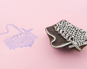 Hand carved Textile Stamp - Knitting Time