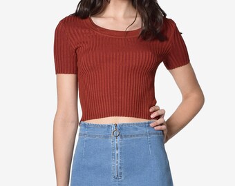 Deadstock Denim Zip Front Mini Skirt ~ Medium Blue, Chambray, Large Only