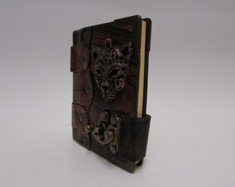 Leather journal notebook M- emblem Leopard