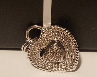 Vintage 925 Sterling Silver Heart Necklace~Silver Heart Necklace~Vintage Heart Necklace~Vintage Heart Jewlery~Two Hearts Sterling Silver~