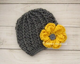 crochet baby hat, baby girl hat, crochet newborn hat, crochet baby beanie, baby girl beanie, baby flower hat, baby flower beanie, baby hat