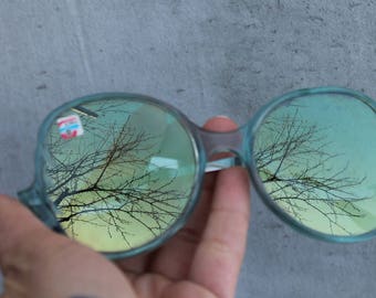 vintage Sunglasses blue Vintage Eyewear.Big Glasses Metal