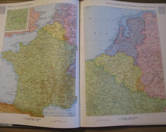 MAPS Galore Lot in Rand McNally International World Atlas Book 1960s Mid Century Color for Framed Art Print Prints Mixed Media Decoupage