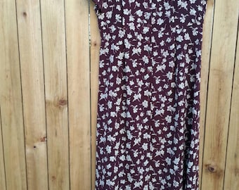 Brown/Maroon Floral Maxi Dress