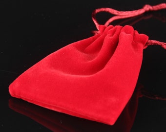 10 - Velvet Pouches - 4 x 5 ", Red