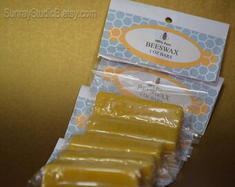 Beeswax 5 Pack of One Ounce Bars, Natural Beeswax, Pure Beeswax, Yellow Beeswax, Beeswax for Soap Making, Beeswax for batik