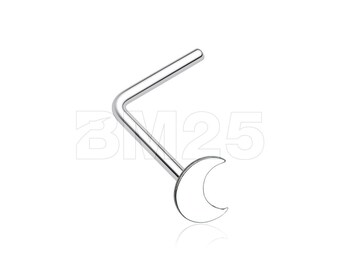Dainty Crescent Moon Icon L-Shaped Nose Ring
