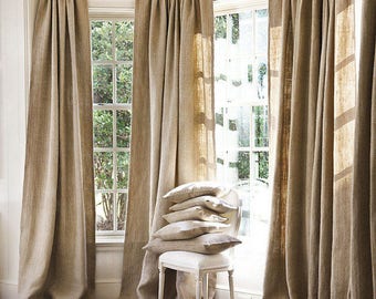Burlap Curtains, 20% OFF, Natural Burlap curtains Window Treatments, Curtains, living room decor,burlap