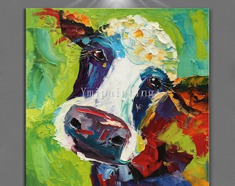 Cow painting On Canvas Cow art canvas Farm animal painting Original oil painting,Cows,impasto,heavy texture,palette knife ,Wall Art