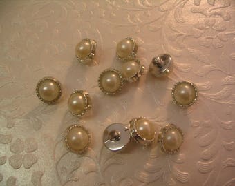 12 Faux Pearl Buttons Sewing Craft Supplies
