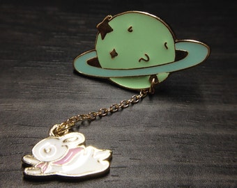 Saturn with Rabbit Enamel Brooch Jewelry Accessories for Women Brooches_002