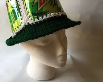 Recycled Mountain Dew - Mtn Dew - soda can crocheted hat