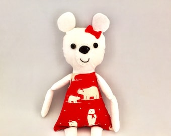 Polar Bear Plushie in Christmas Dress