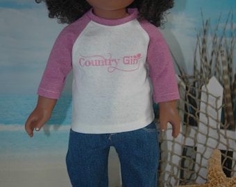 American, made, girl, doll, graphic tee, shirt, FREE pajama pants, 18 inch doll