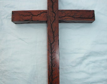Red Chestnut stained fractal burned cross