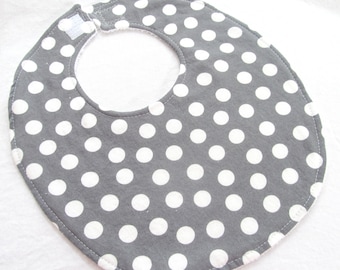 Modern Essentials Boutique Bib for Baby or Toddler Boy or Girl - Charcoal Gray and White Dot - Cotton Bib