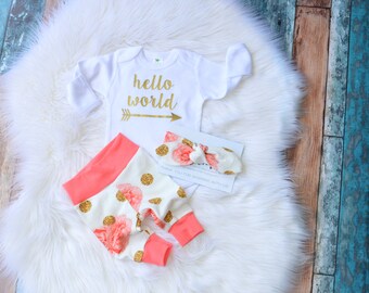 hello world outfit, hello world newborn outfit, hello world, hello world coming home outfit, hello world take home outfit, newborn outfit