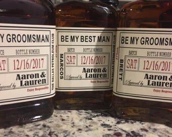 Liquor Flask Labels - Wedding Groomsman Liquor Bottle Labels - Craft Liquor Bottle Labels - Front Labels - 1 label