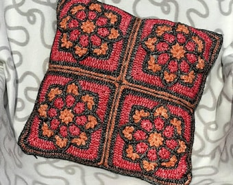 Crochet Cushion cover "stained-glass" 40 x 40 cm