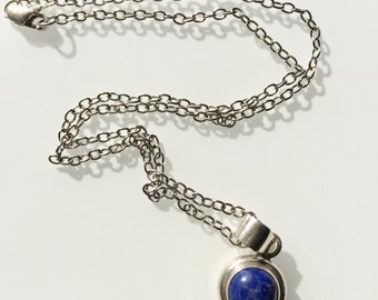 Sterling Silver Blue Lapis Pendant. Sterling Silver chain. Sterling Silver Blue Lapis Pendant Necklace. Blue Lapis Stone 925 Sterling Silver