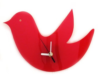 Red Birdie Wall Hanging Clock