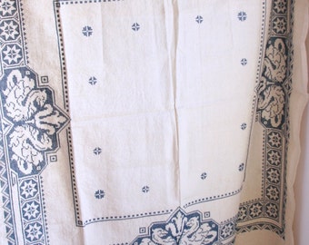 Vintage hand embroidered linen tablecloth square