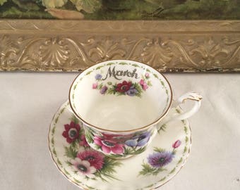 Royal Albert March Anemones TeaCup with Matching Saucer