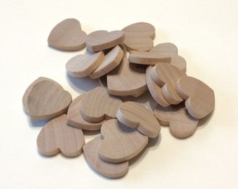 25 Little Wooden Hearts - 3/4 Inch