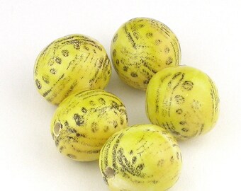 Yellow beads, porcelain beads, Ceramic Beads, round beads, bead set, beads for jewelry, pottery beads, artist beads