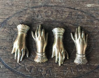 Vintage French Brass Stamping/Antique Style/Victorian Hand/Ladies Hand/Hand Jewelry/French Findings