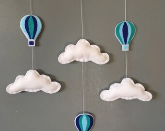 Clouds and hot air balloon mobile