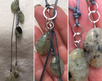 Green Aventurine Lariat, Gemstone Lariat Necklace, Handmade Gemstone Necklace, Designer Jewellery, K Brown Jewellery, Boho Jewellery